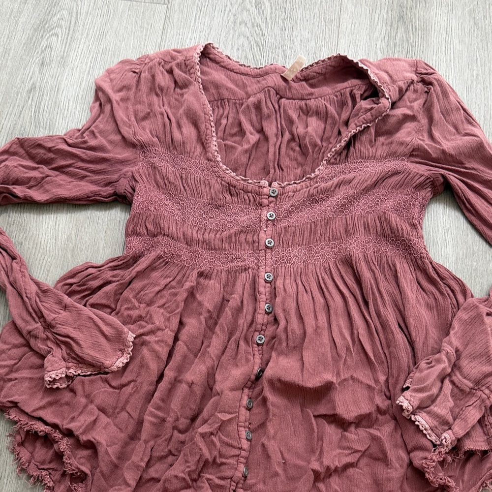Free people Dusty Pink Long Sleeve Blouse